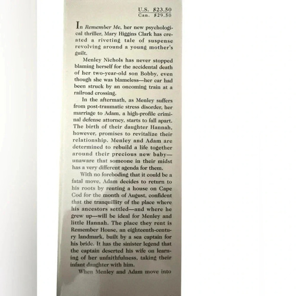 Classic Mary Higgins Clark Remember Me hardcover thriller book - Picture 2 of 3